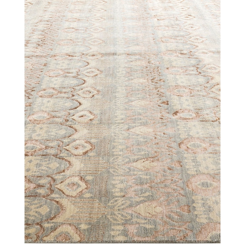 Ikat One-of-a-Kind Hand-Knotted Area Rug - Gray, 9' 1" x 12' 3" - 9' 1" x 12' 3"