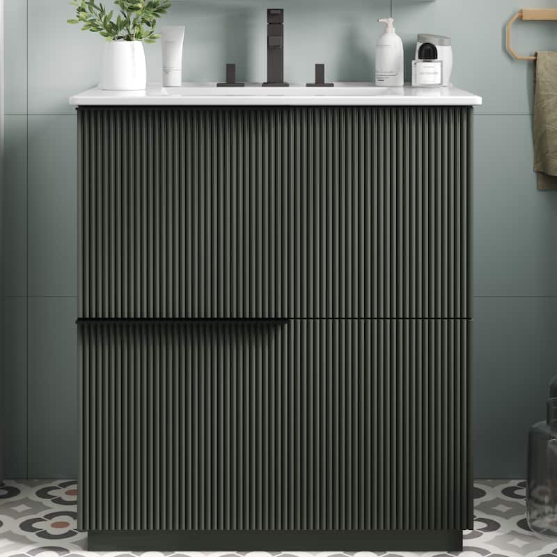 Bathroom Vanity with Ceramic Sink and Drawers