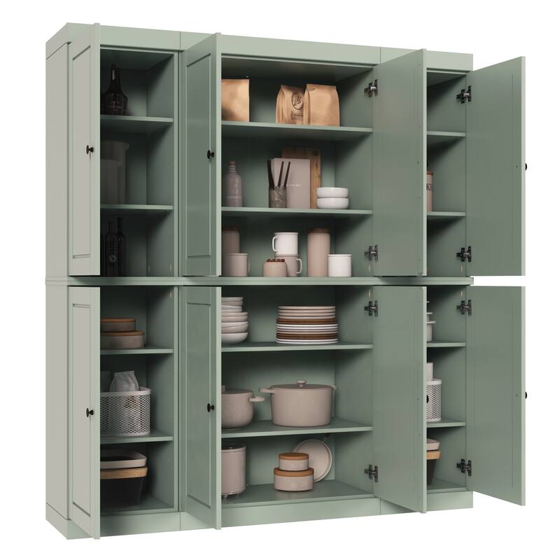 Palace Imports 100% Solid Wood Pantry Cabinet, Raised Panel Doors, Adjustable Shelves, 65" Wide, 71.5" Tall - 65" x 71.5"