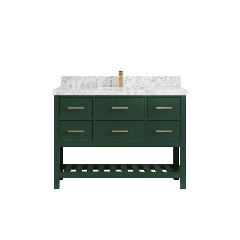 Willow Collections 48 in. W x 22 in. D Parker Single Sink Bathroom Vanity with Countertop - 2" Carrara Marble - Lafayette Green