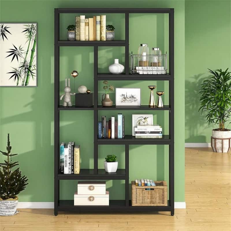 78.7" Industrial 7-Shelf Bookcase - Black