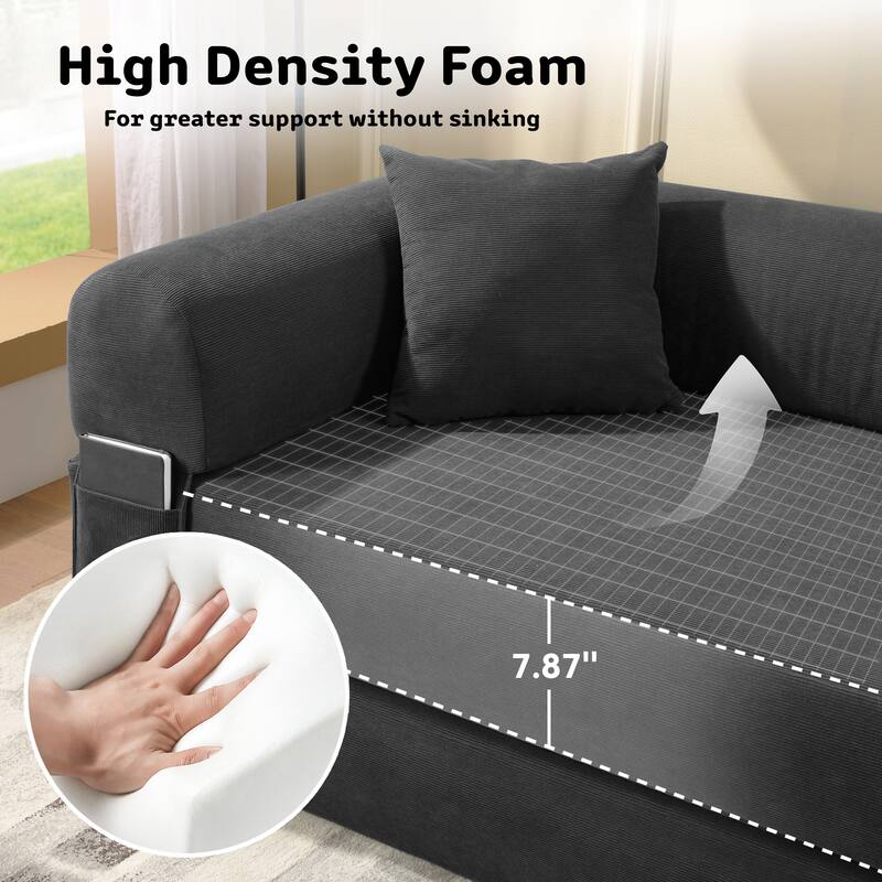 3-in-1 Convertible Sleeper Sofa with Pillows & Storage