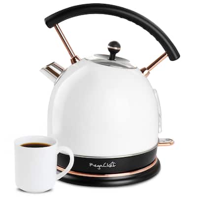MegaChef 1.8 Quart Half Circle Electric Tea Kettle in White - 1.8 Liter