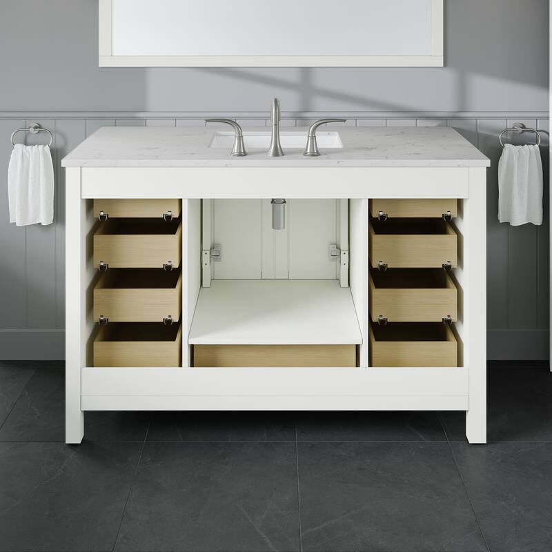 Eviva Aberdeen 42"W x 22"D Bath Vanity with Carrara Quartz Top