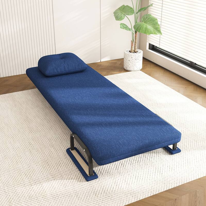 Roomfitters 3-in-1 Convertible Chair Folding Sofa Bed, 5-Position Adjustable Backrest Sleeper Chair with Pillow, Blue