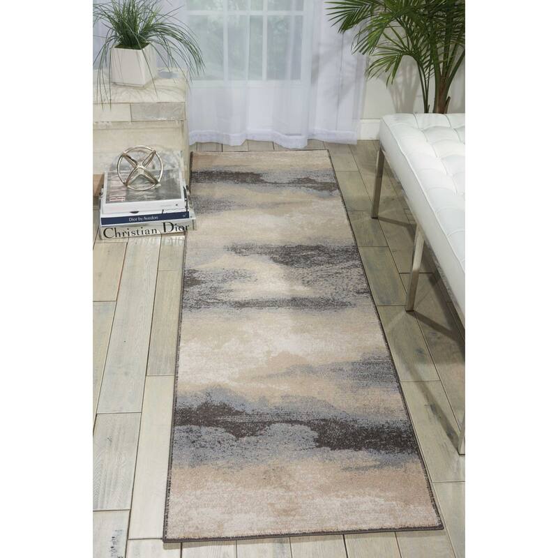 Nourison Maxell Ombre Abstract Area Rug - 2' 2" x 7' 6" - Grey/Ivory - Runner