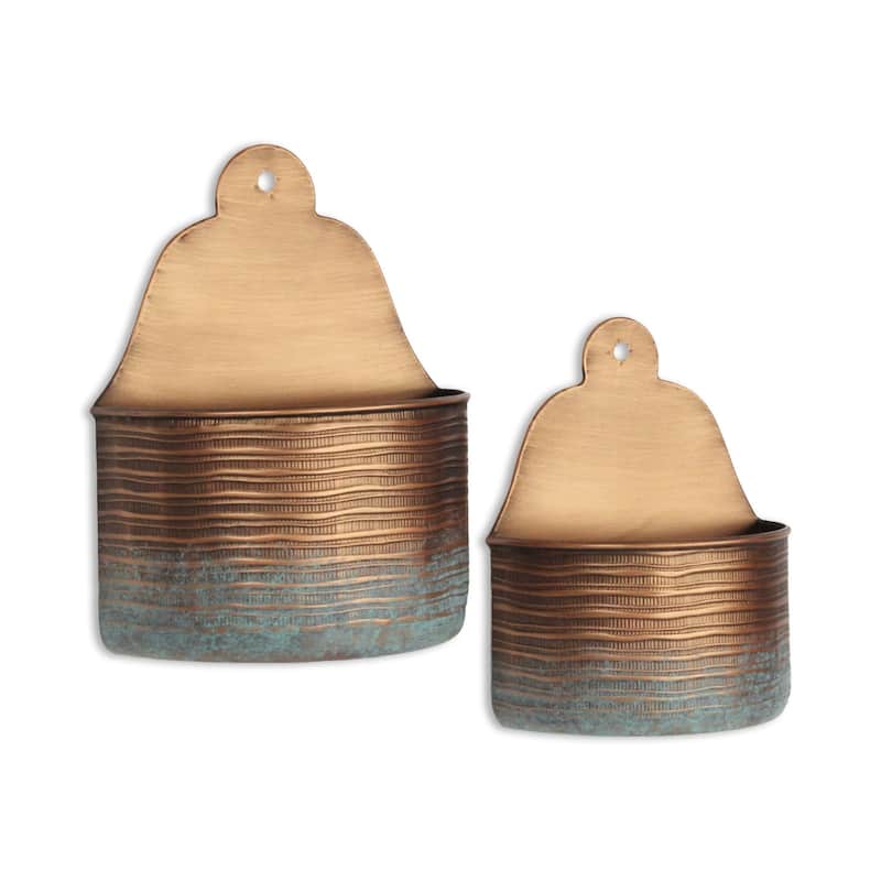 Kyani Copper Metal Wall Planter (Set of 2)