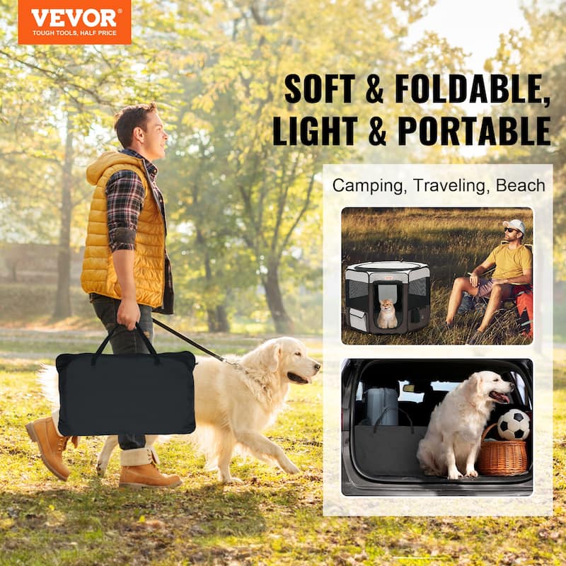 VEVOR Foldable Pet Playpen with Storage bag for Indoor Outdoor Travel Camping