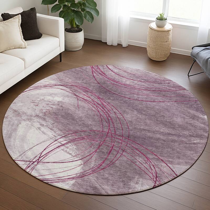 Machine Washable Indoor/ Outdoor Abstract Modern Chantille Rug