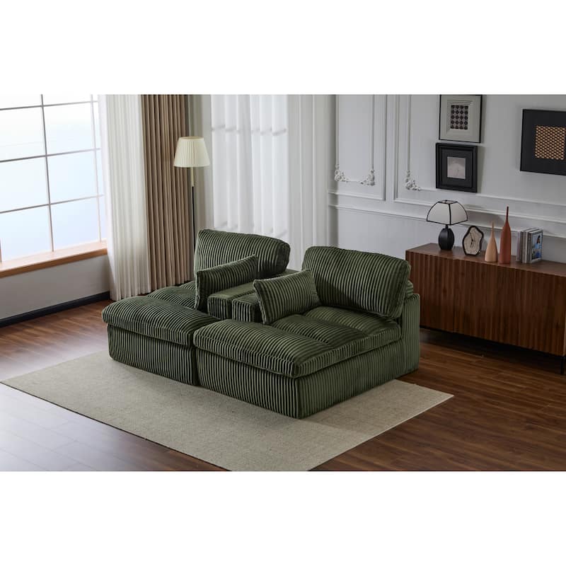 Double Chaise Lounge Chair Indoor,Oversized Upholstered Sleeper Cloud Couch,Deep Seat Sofa Bed,Corduroy Reading Chair Required