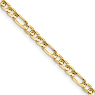 Curata 14k Yellow Gold Solid Polished Lobster Claw Closure 4mm Concave Open Figaro Chain Bracelet - 7 Inch - Lobster Claw