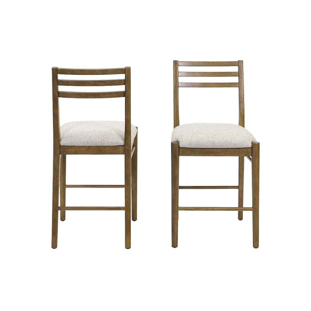 Two Wood Modern Counter Height Kitchen Chairs, Dining Seats, Brown