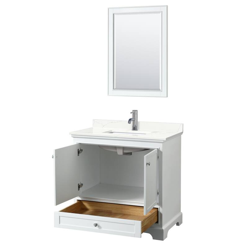 Deborah 36-inch Single Vanity, Quartz Top, 24-inch Mirror