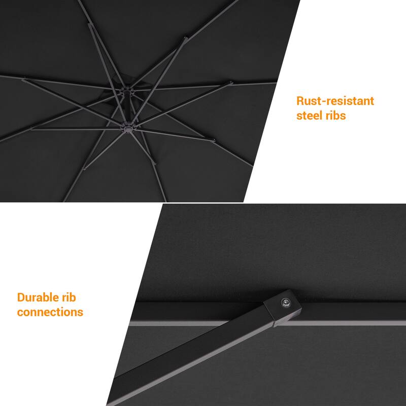BONOSUKI 8.2x8.2ft Offset Patio Umbrella Hanging Umbrella w/Steel Ribs