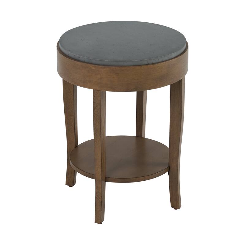 Solvar Gray and Natural Round Wood Accent End Table