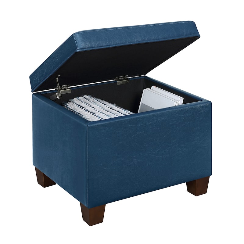 Elegant Storage Ottoman with Upholstered Seat and Concealed Storage Perfect for Organizing Small Living Spaces