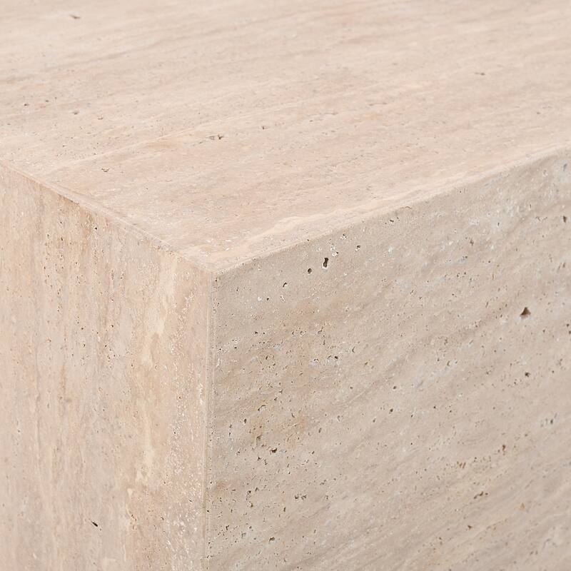 Travertine Rectangular Coffee Table - 37" - Beige