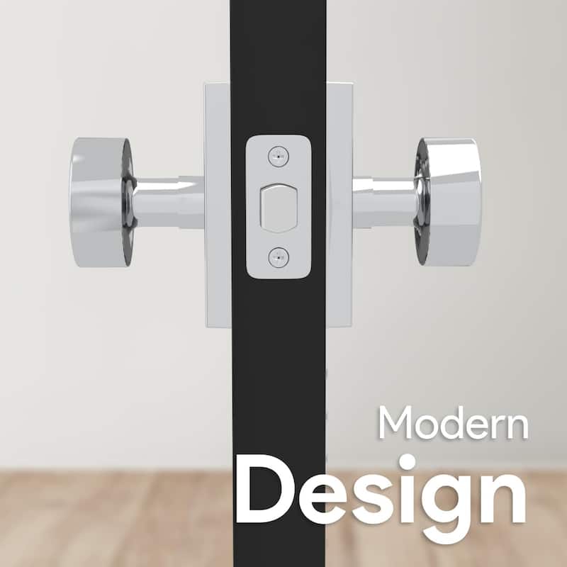 Modern Mega Handles LAURA Keyless Reversible Round Passage Door Knob for Hallway, Closet, Bathroom, Easy Install