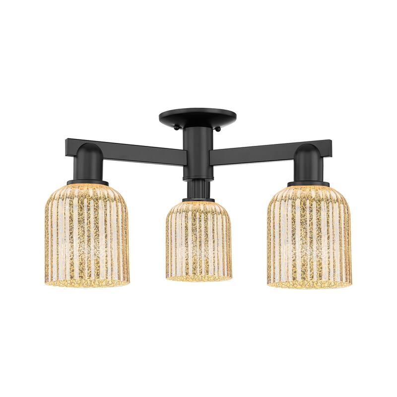 Innovations Lighting 716-3F-11-23 Bridal Veil Semi-Flush Bridal Veil 3 - Matte Black / Mercury