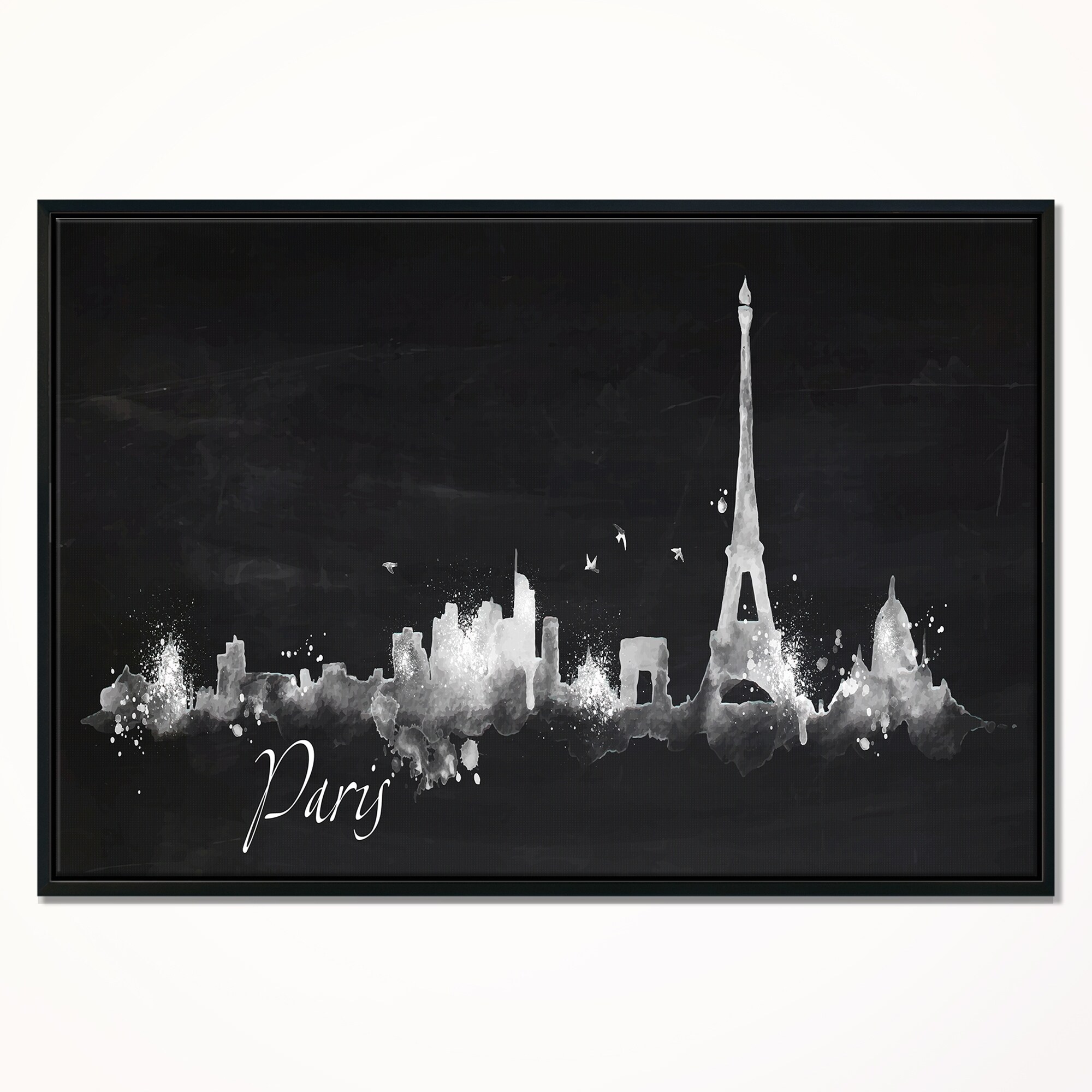 Shop Designart Paris Dark Silhouette Cityscape Painting Framed