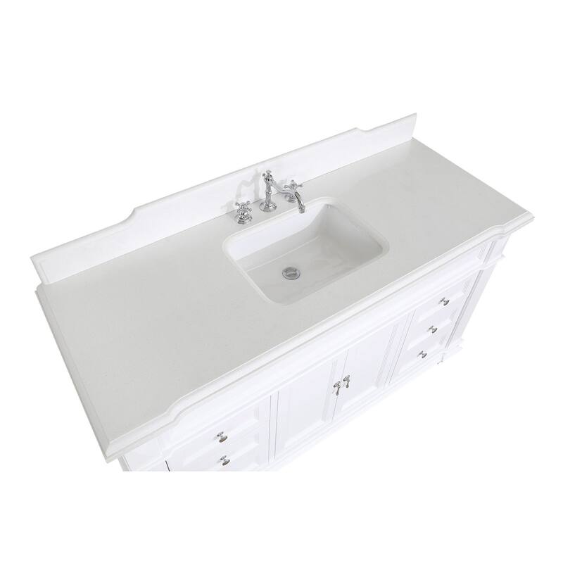 KitchenBathCollection Elizabeth 60" Single Bathroom Vanity with Quartz Top