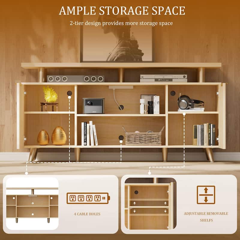 TV Stand for TVs up to 65" with LED Lights & Power Outlets