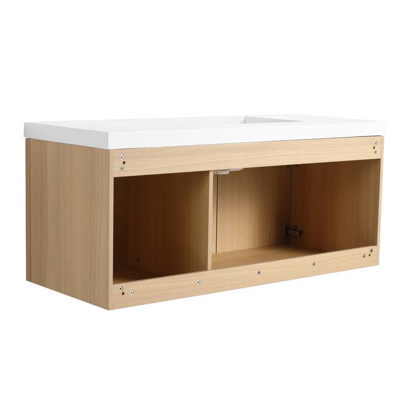 Beingnext 48"/60" Wall-Mounted Bathroom Vanity with Sink, Floating Bathroom Vanity with Soft Close Door