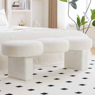 56.3"W Boucle Upholstered Bedroom Bench for Entryway End of Bed - 56.3"W x 19.7"D x 17.7"H