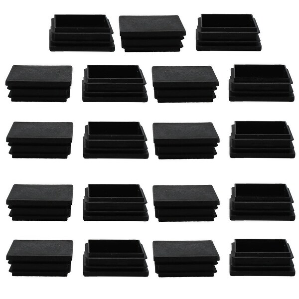 19pcs 30 x 40mm Plastic Rectangle Ribbed Tube Inserts End Cover Cap Furniture Chair Table Feet Floor Protector