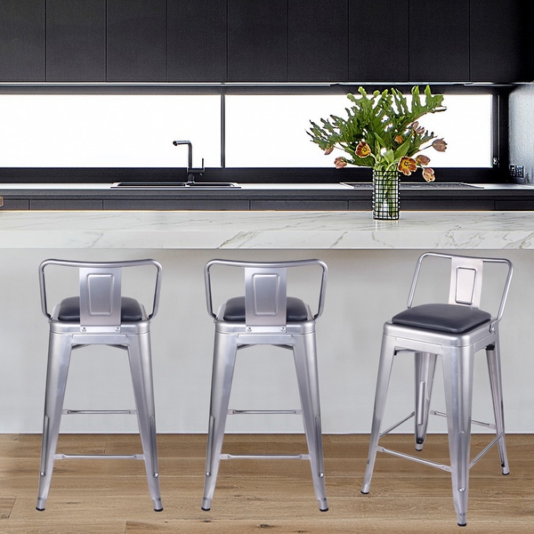 Metal stool sales with cushion