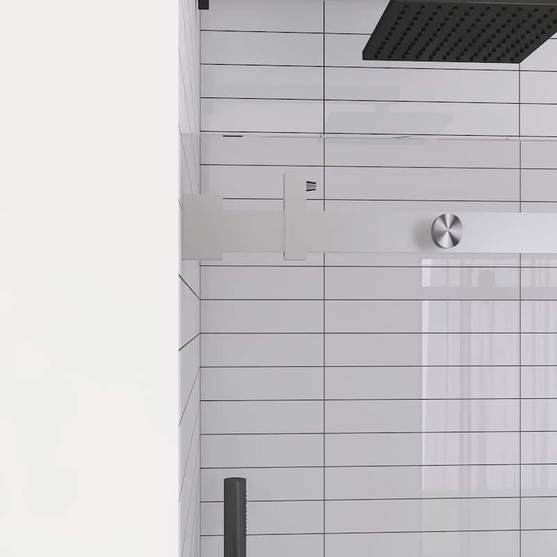 60 in. W x 76 in. H Frameless Single Sliding Shower Doors with Clear Tempered Glass - 60" x 76" in.