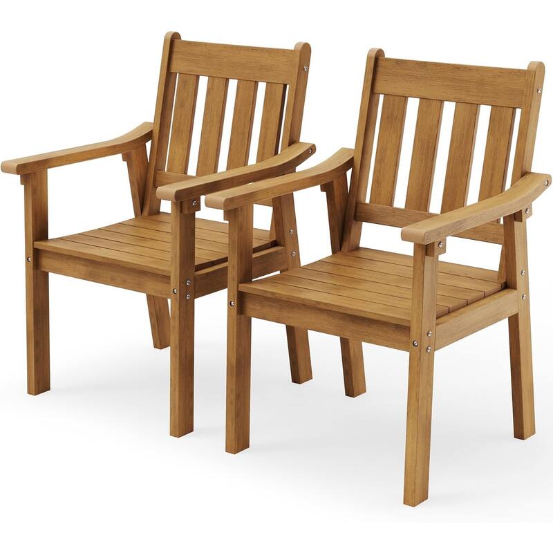 WINSOON HIPS All Weather Outdoor Patio Dining Sets with Umbrella Hole& Aluminum Frame - Teak 2 Chairs