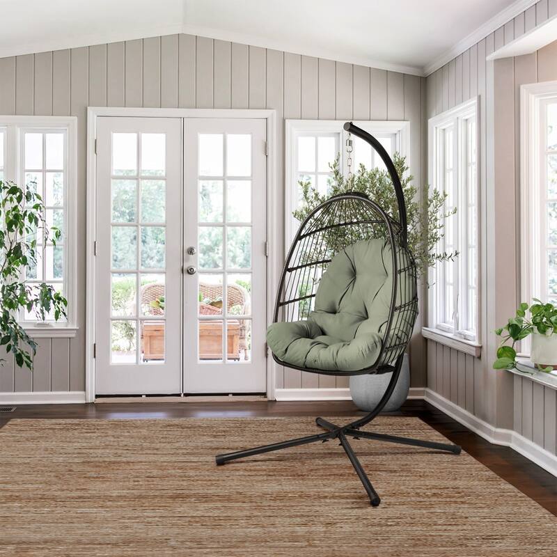 ARDEN earthFIBER Plush Indoor / Outdoor Egg Chair Cushion, 34 x 49 - Sage Green Texture