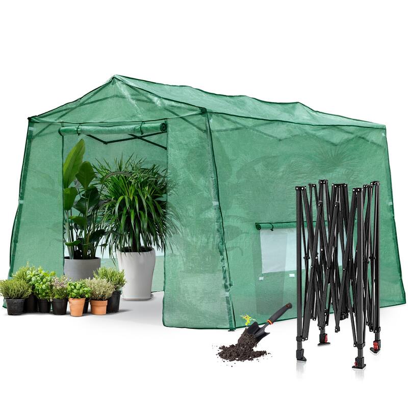 Cozywor Outdoor Green Pop-up Walk-in Greenhouse