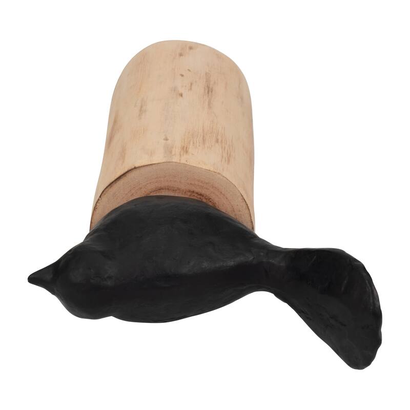 Sagebrook Home Black/brown Resin Bird Perched On Log, Craft Art Abstract Statue Decoration for Interior Design