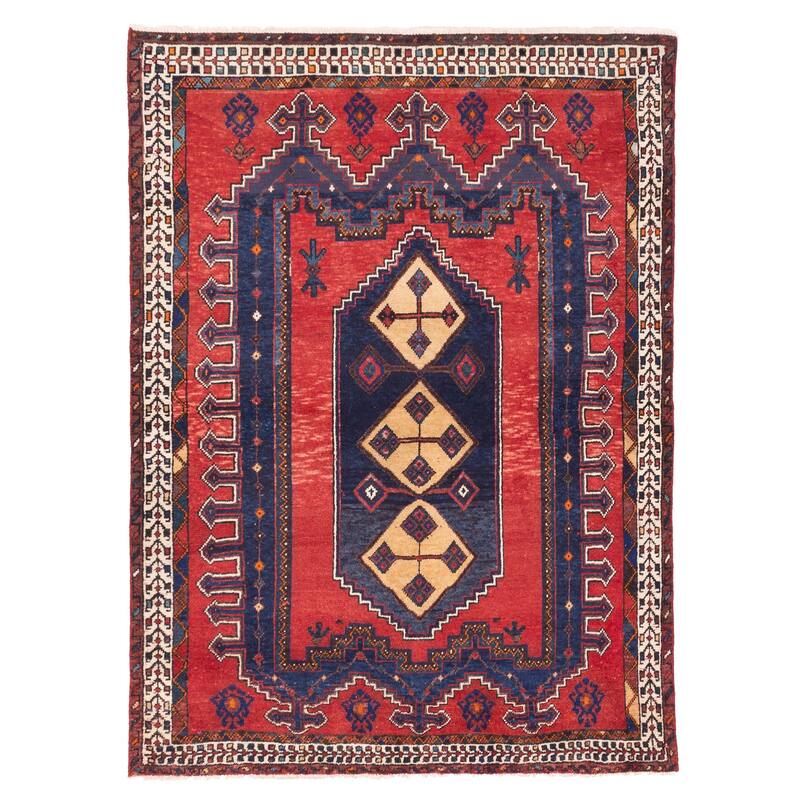 ECARPETGALLERY Hand-knotted Melis Red Wool Rug - 4'10 x 6'6
