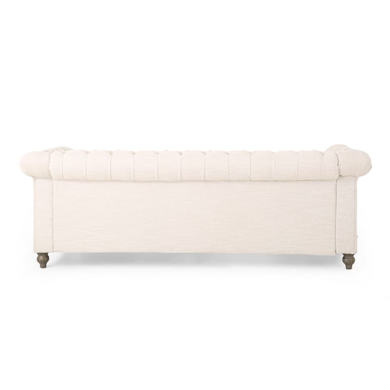3-Seat Sofa with Retro Wood Legs, Tufted Upholstery - Durable Design