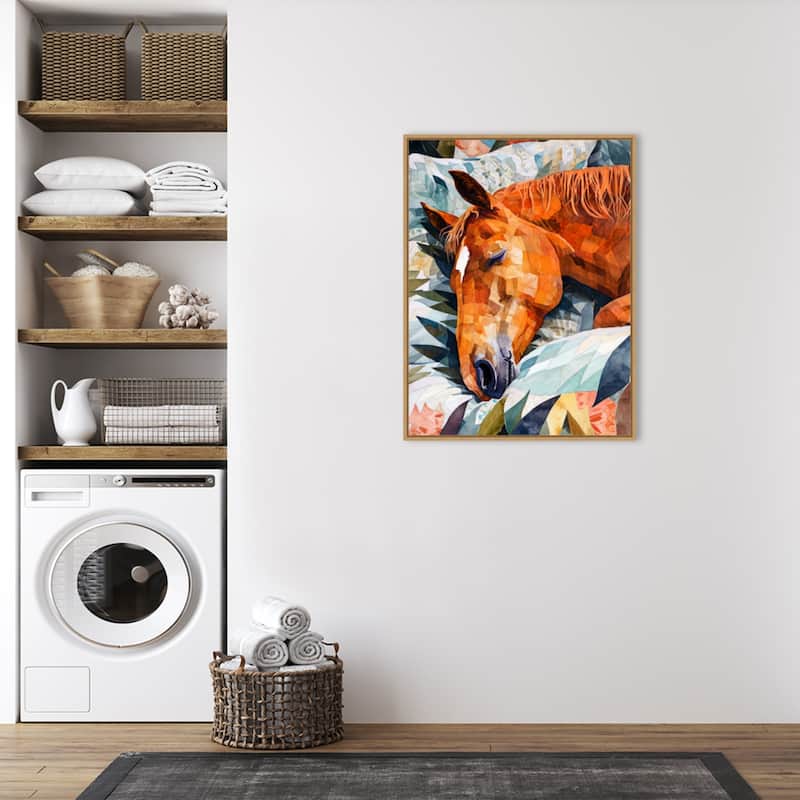 Animal Watercolor Art Horse Sleeping by Justyna Jaszke Framed Canvas Wall Art