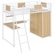 preview thumbnail 5 of 17, White Twin Size Metal Wood Loft bed with L-shape Desk, Wardrobe, Fence and Ladder