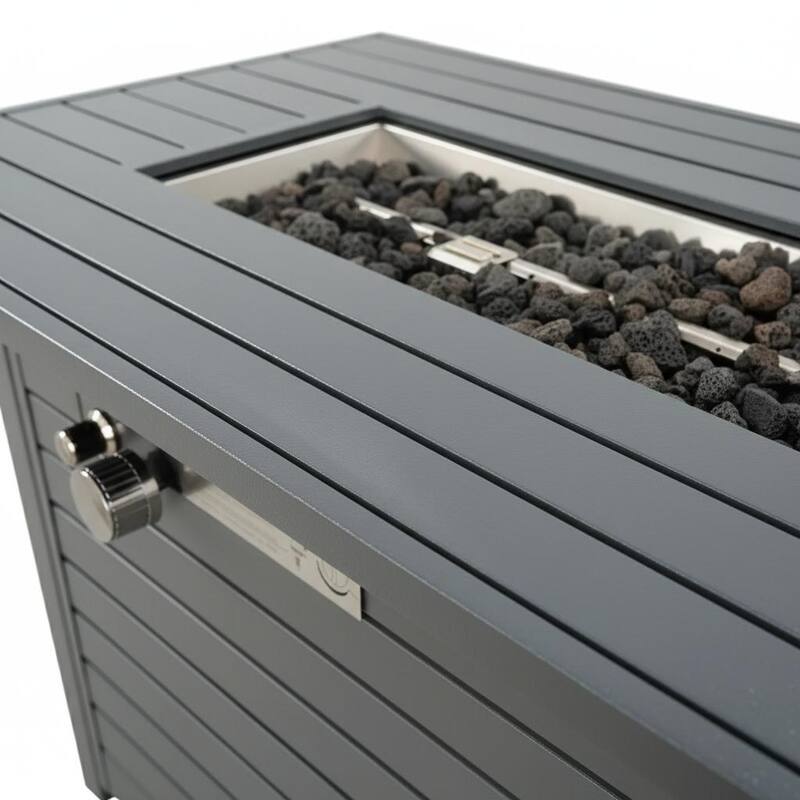 Anmytek 42'' L x 11'' H Steel Propane Outdoor Fire Pit Table with Lid