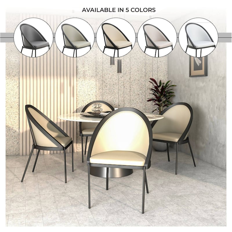 Vinyl Dining Chair with Curved Back and Stainless Steel Legs Set of 4
