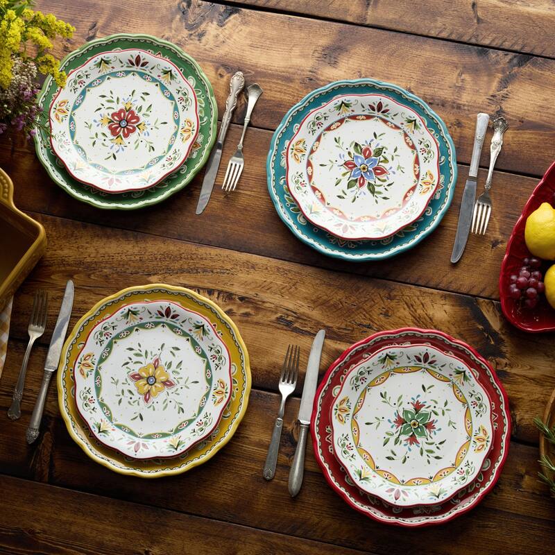 Certified International Provence 9" Salad/Dessert Plates,Set of 4 Assorted Designs - 9'' W x 9'' D x 0.75'' H