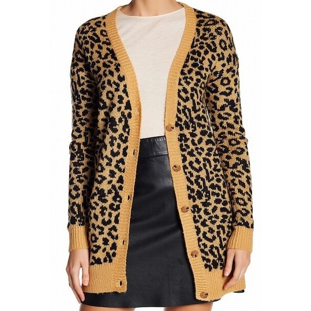 orange leopard print cardigan