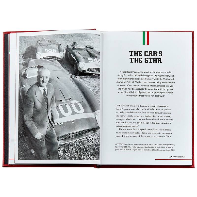 Graphic Image The Story of Ferrari Coffee Table Book, Leather, Red