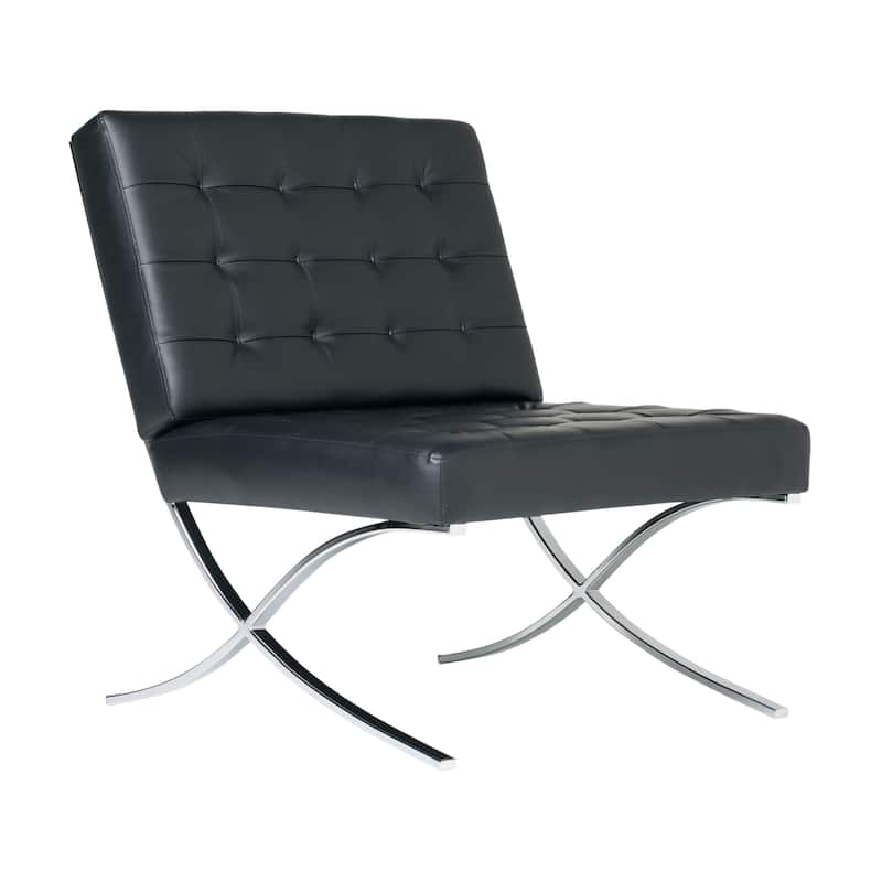 Attriom Bonded Leather and Metal Armless Mid Century Accent Chair - 30.25 x 26 x 34.75"