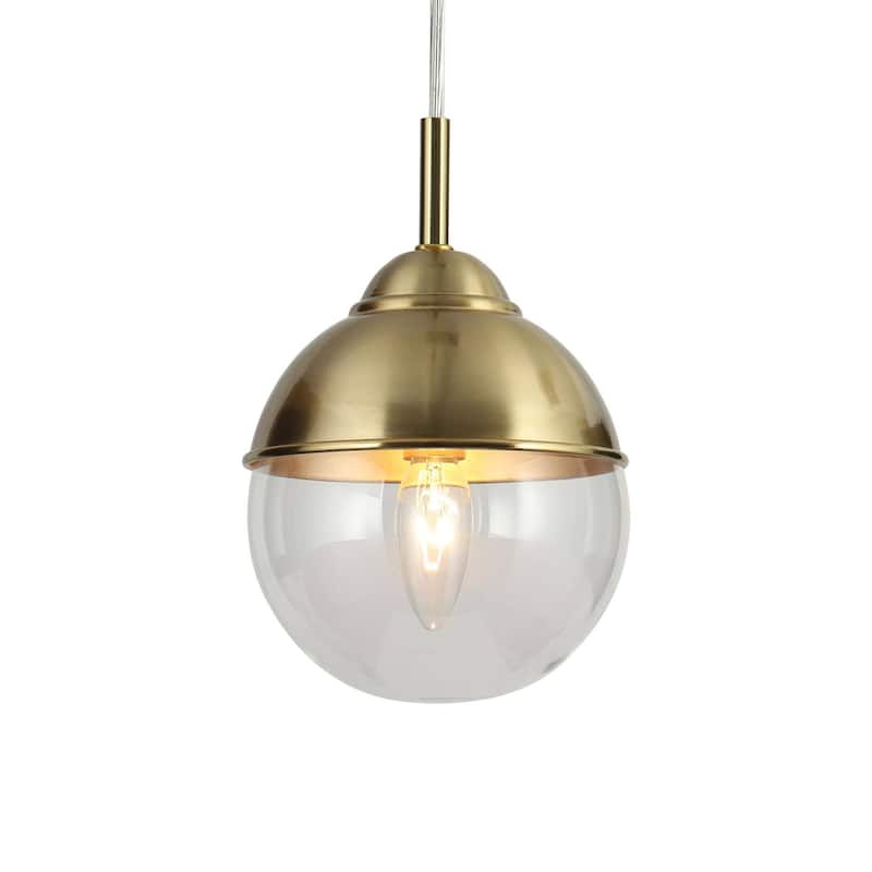 Modern Gold 1-Light Glass Globe Pendant Lights Kitchen Island Lights for Dining Room - 6" D x 9" H