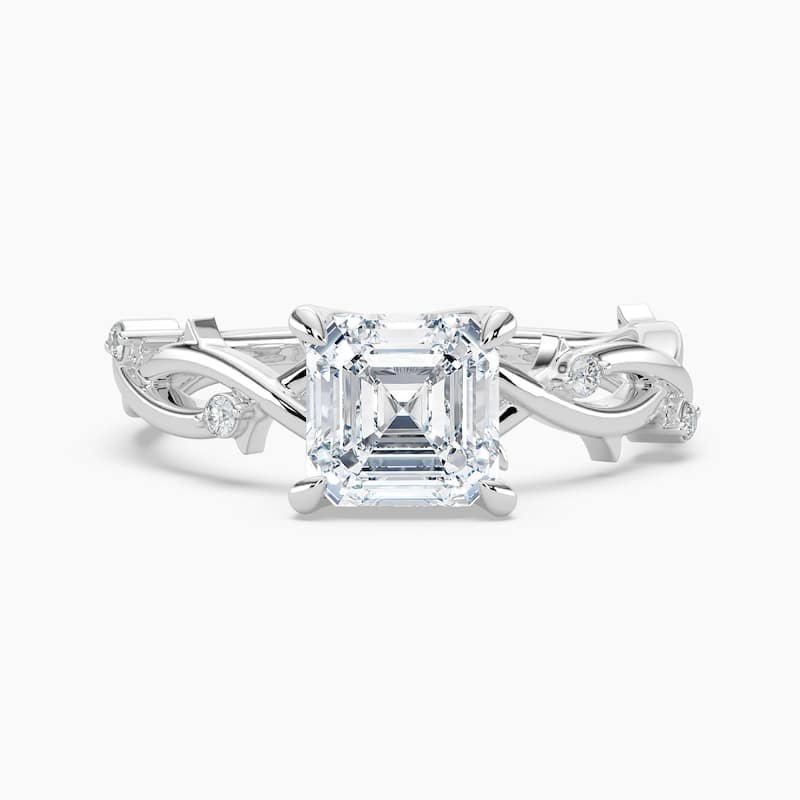 Auriya 14K Gold Lab Grown Diamond Asscher Cut Twisted Vine Engagement Ring 1.03 - 5.03ct. tw. (F-G, VS) - 4.00 carats - 5.5 - White