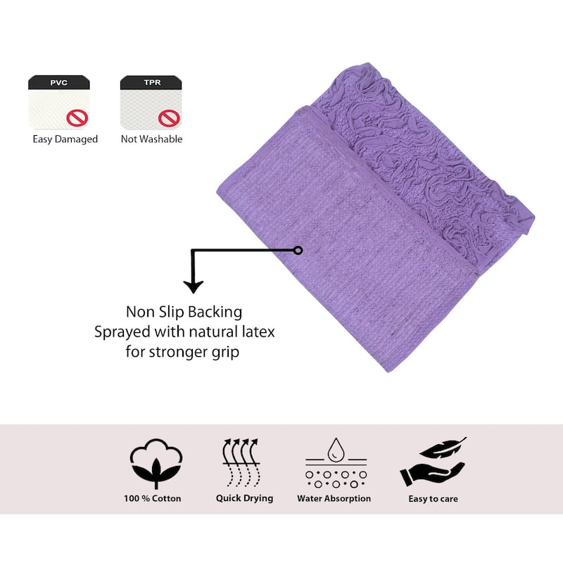 Bell Flower Bathroom Rug, Cotton Soft, Water Absorbent Bath Rug, Non Slip Shower Rug Machine Washable 24"x40" Rectangle