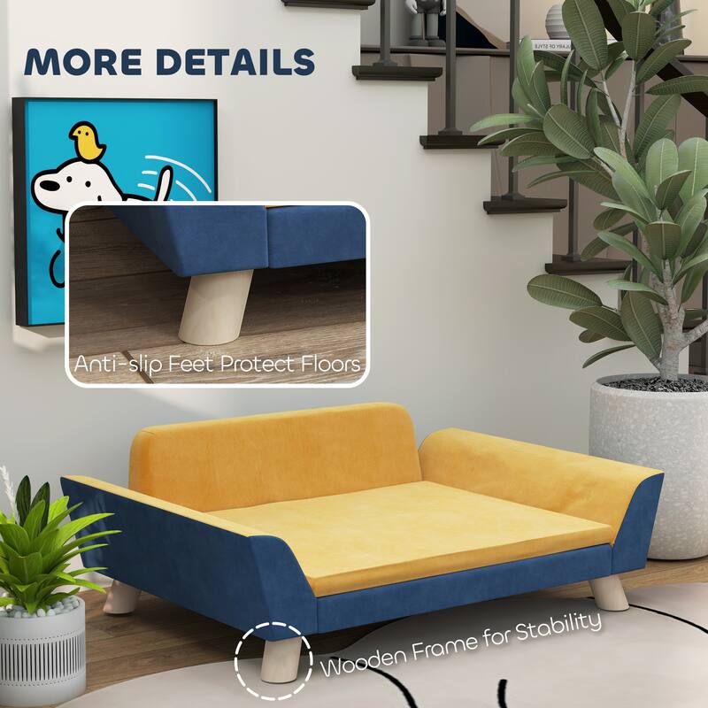 PawHut Dog Sofa Bed, Dog Couch, Pet Sofa for Small Dogs with Soft Cushion, Removable Washable Cover, Orange