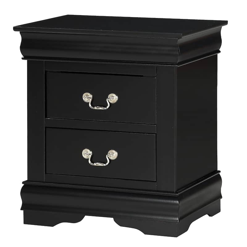 1pc Two Drawers Louis Philip Nightstand Solid Wood Contemporary & Simple Style